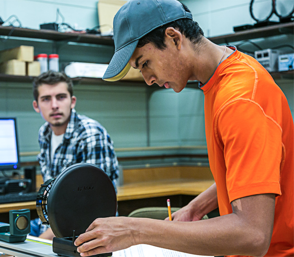 Students work in the Physics Lab
