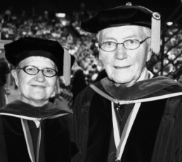 Joyce and V.R. Nelson at the 2005 Commencement where they received the Friend of Augustana award
