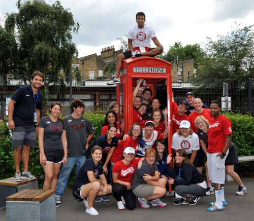 Megan Erspamer and fellow Olympic volunteers