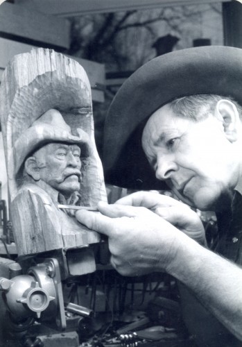 Jim Savage Carving a Fencepost