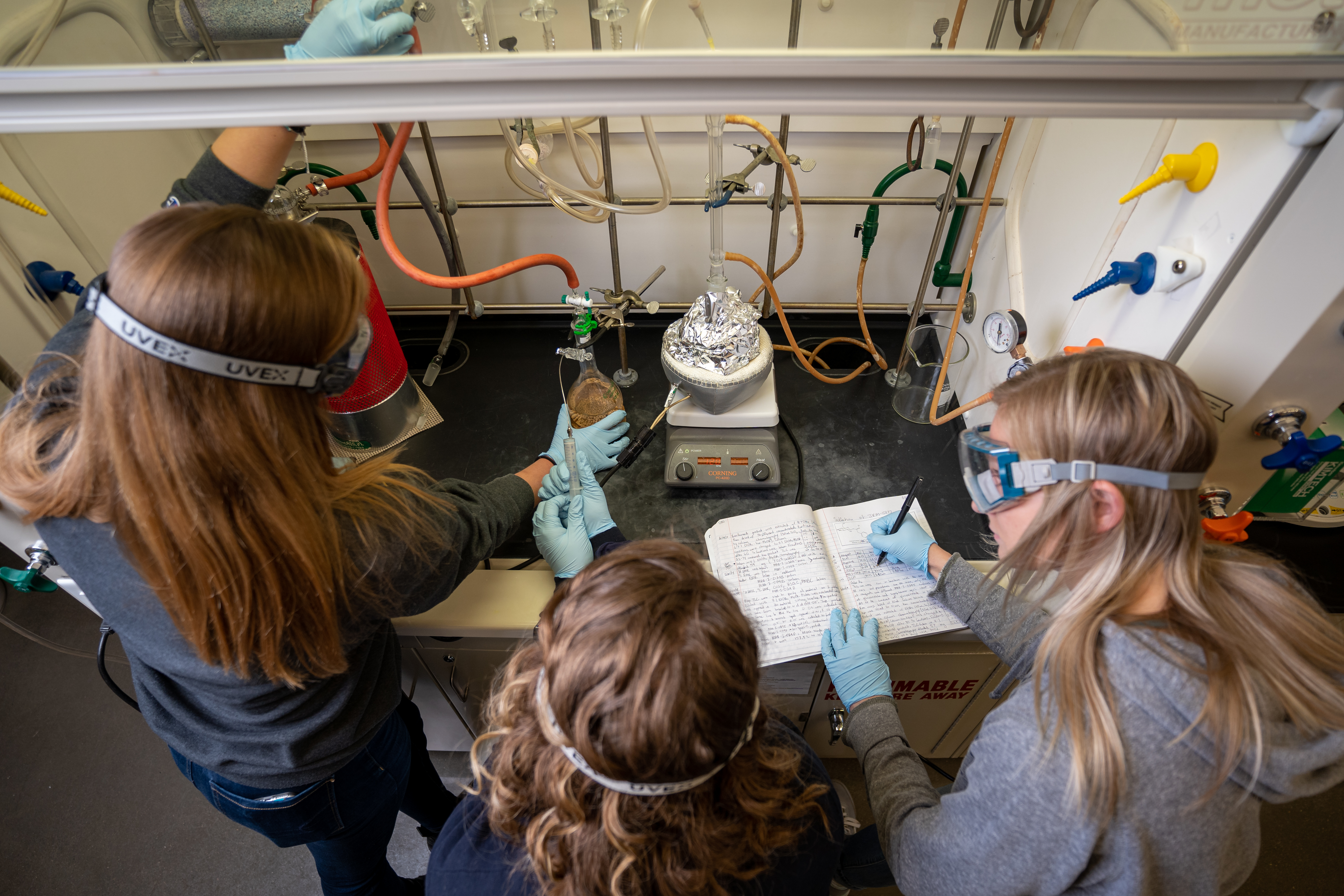 Students working at lab bench