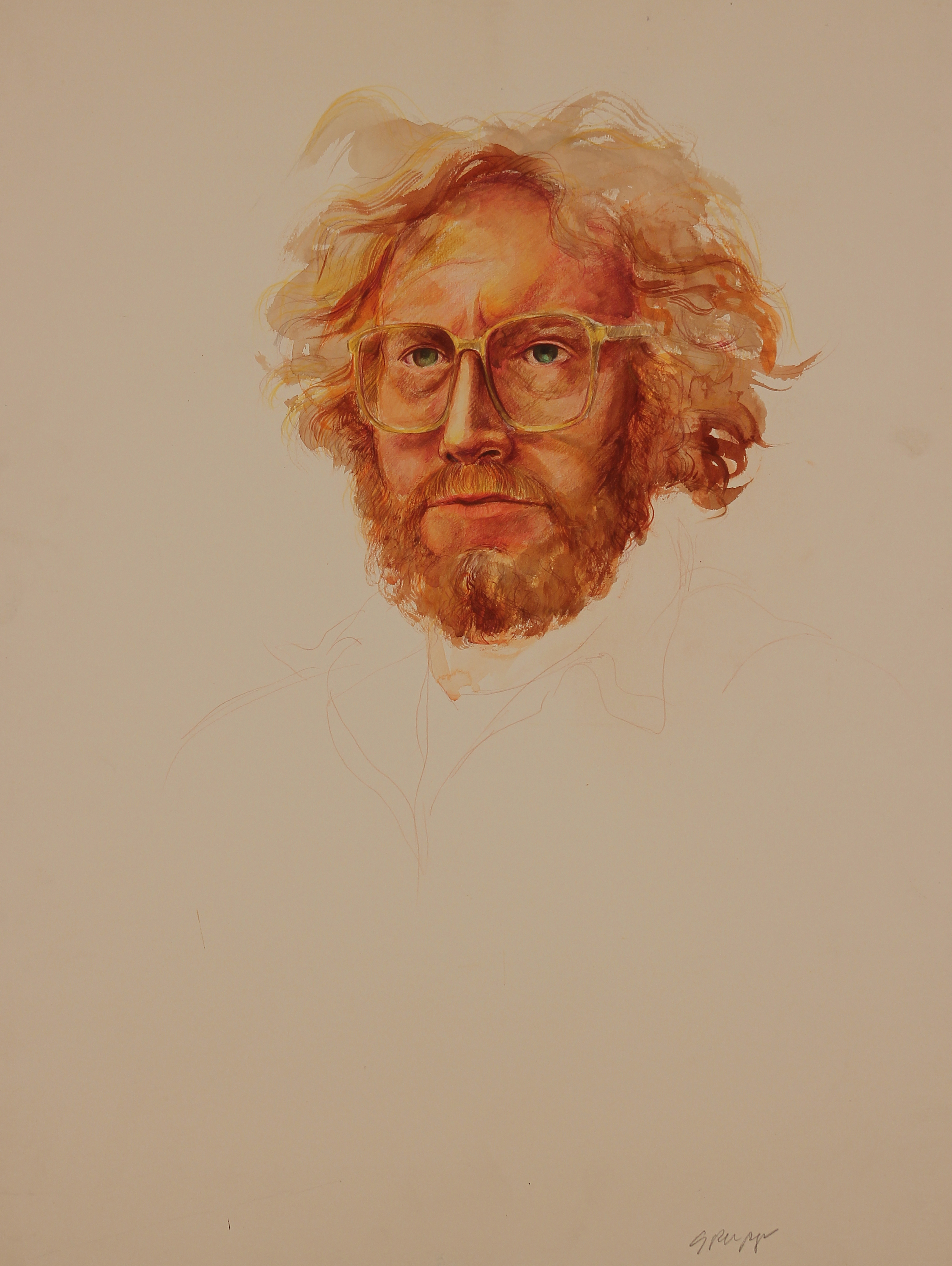 Carl Grupp, Self- portrait, watercolor