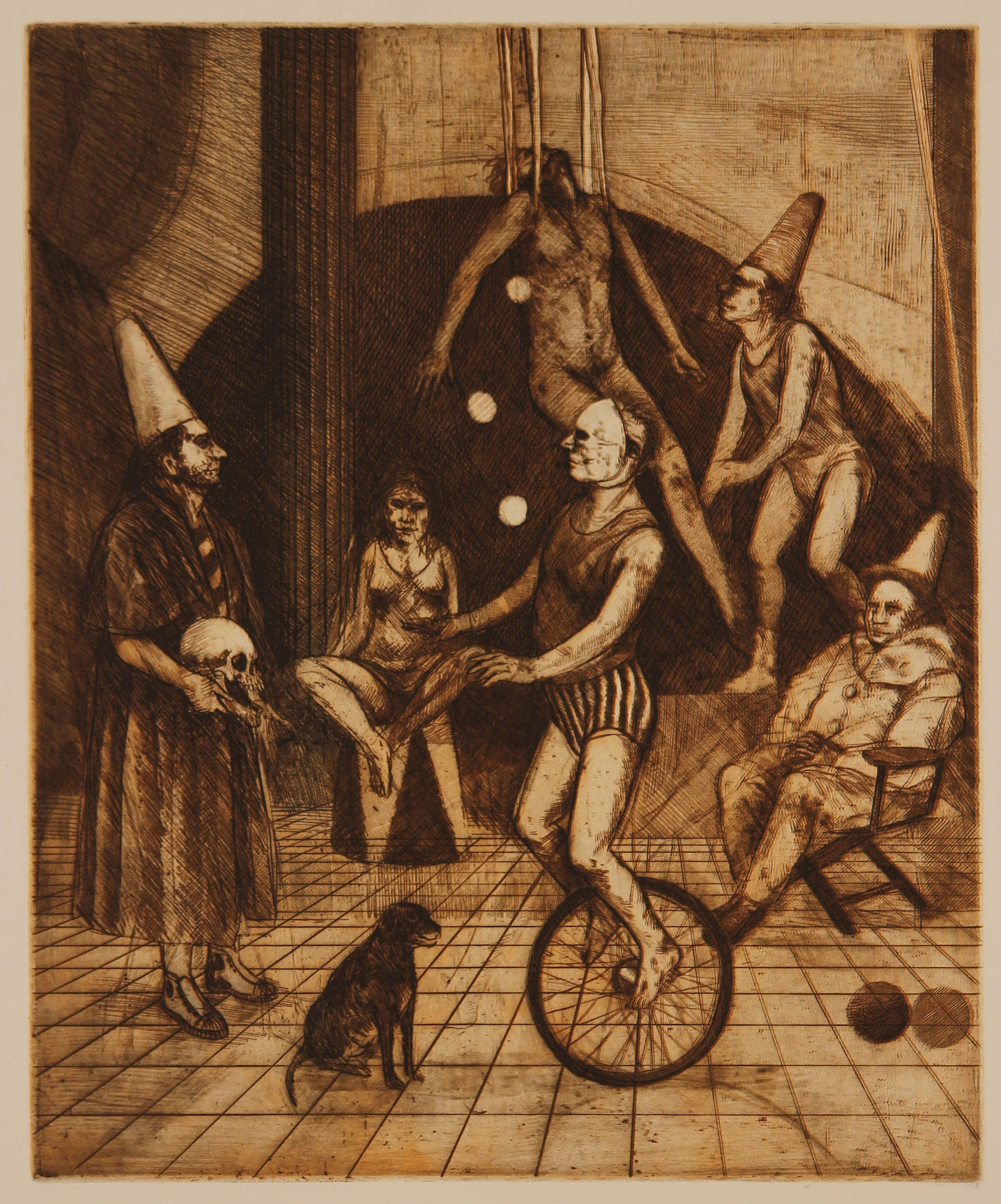 Carl Grupp (1939–2019), Parable #V: Return of the Prodigal Son, Parables of My Mind Series. two-color intaglio, ca. 1968–1978.