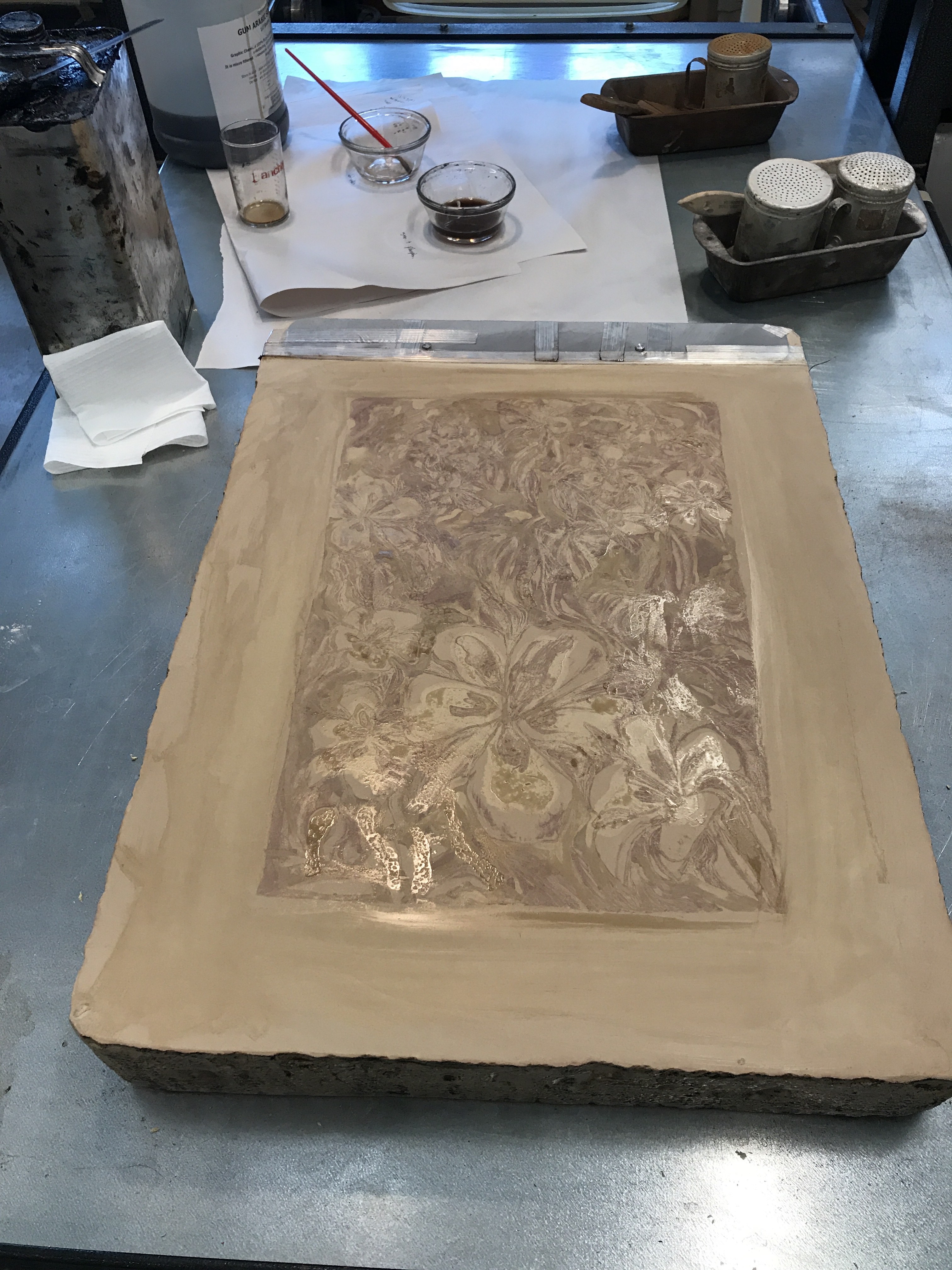 Lithography Stone in the Process of Being Washed Out