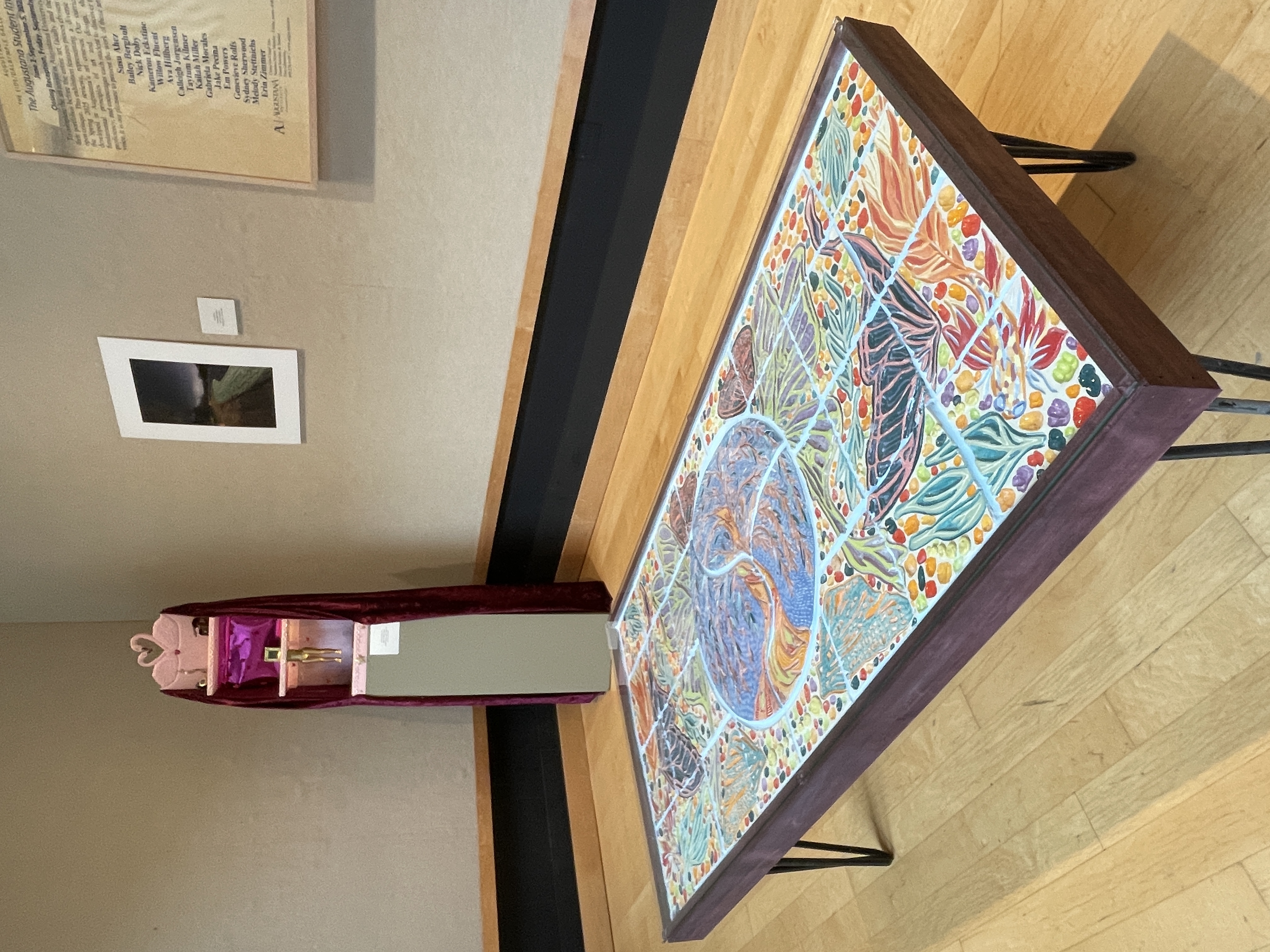 Sydney Sherwood, “Flourish,” stoneware ceramic tile table, January independent study, 2025 