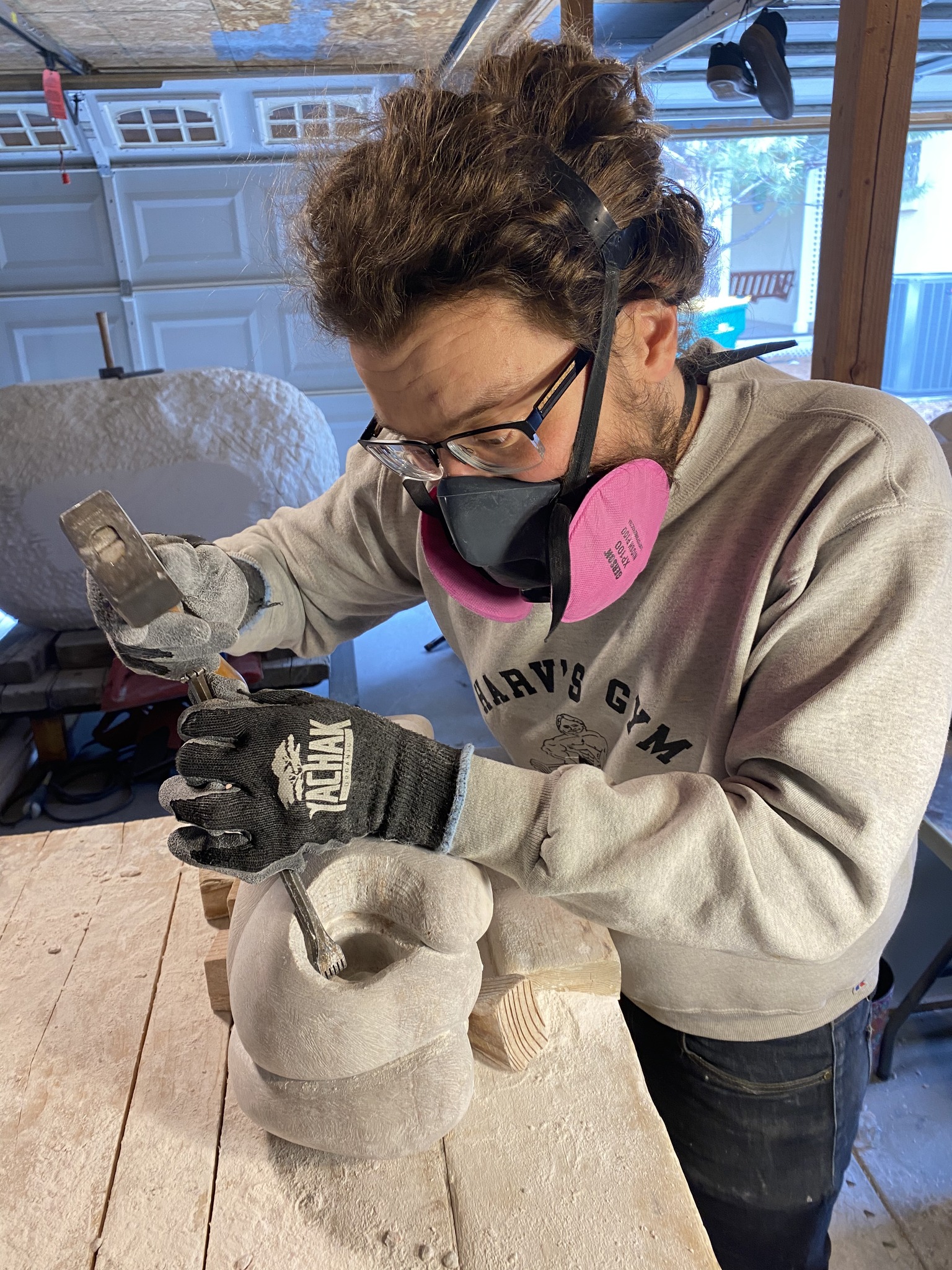 Harvey Working With Sculpture