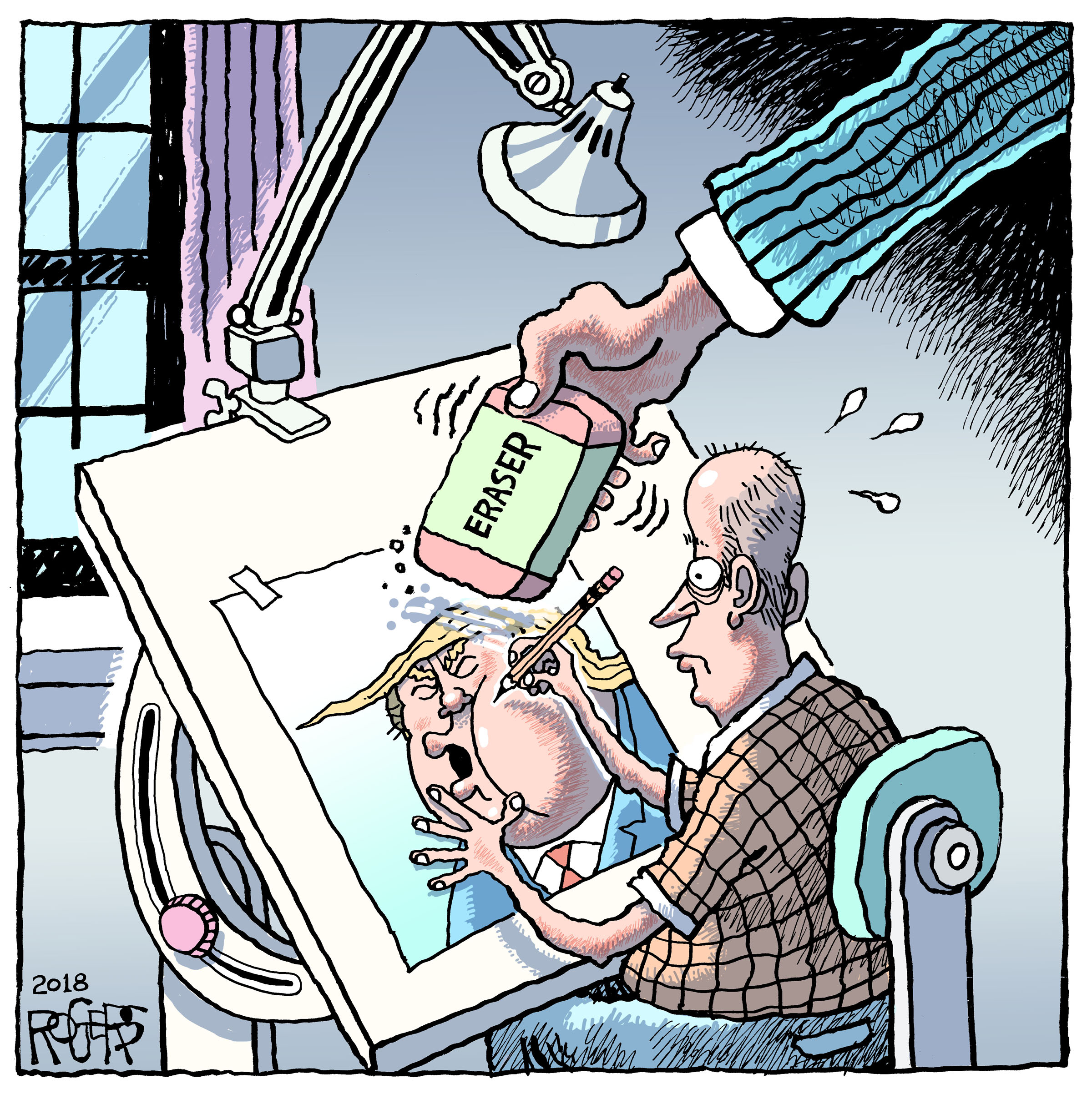 Rob Rogers, “Eraser,” June 2018.