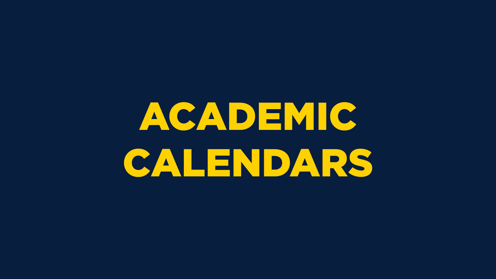 Academic Calendars