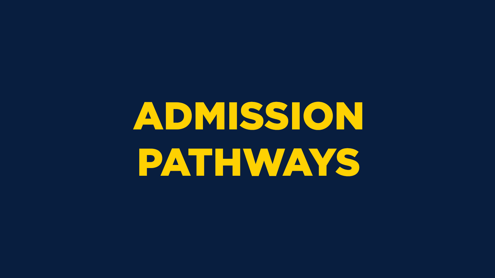 Admission Pathways