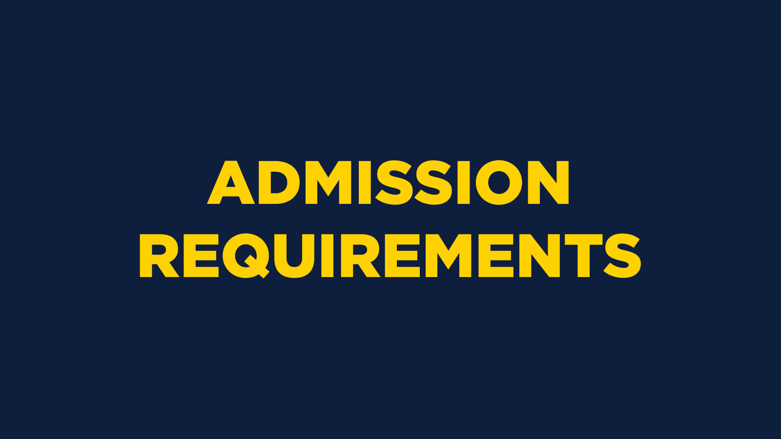 Admission Requirements