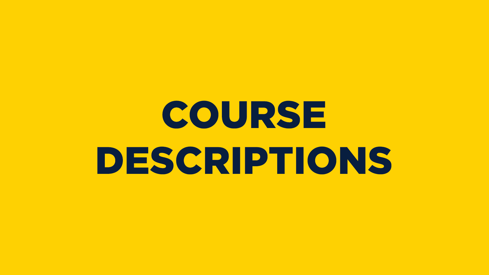 Course Descriptions