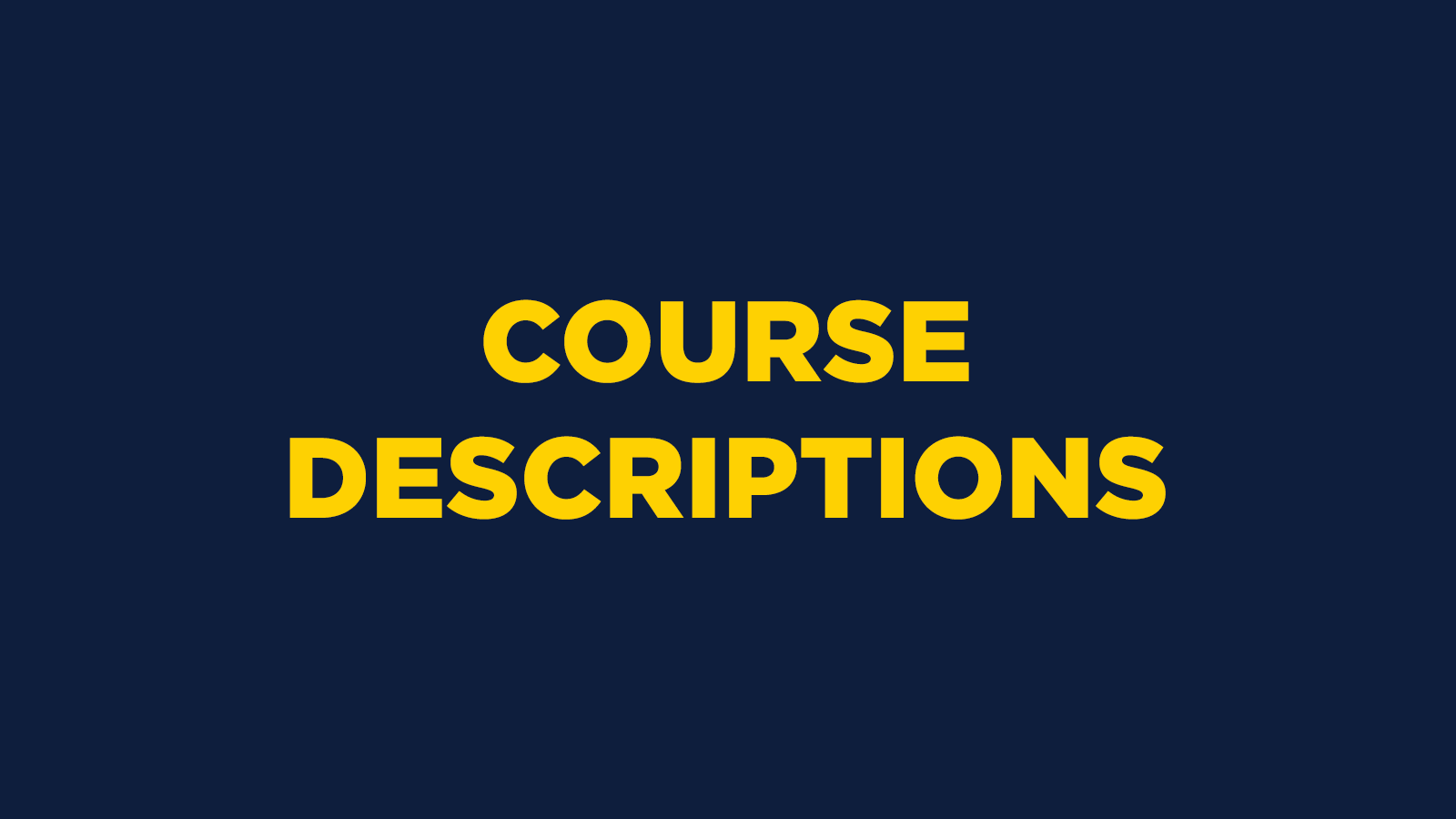 Course Descriptions