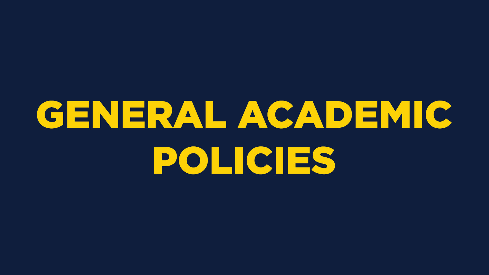 Academic Policies