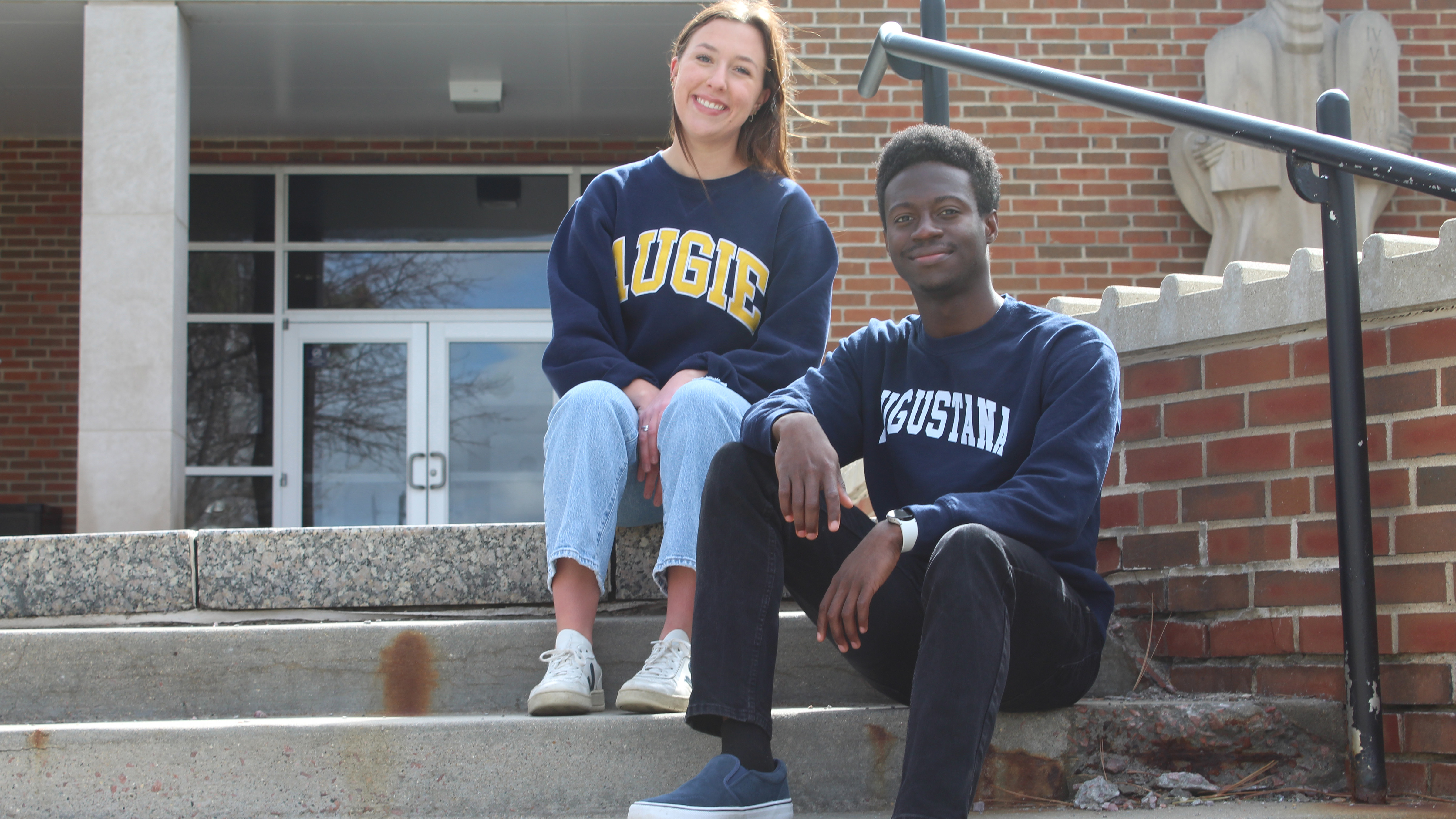 Henry & Lauren on Mikkelson Library Stairs