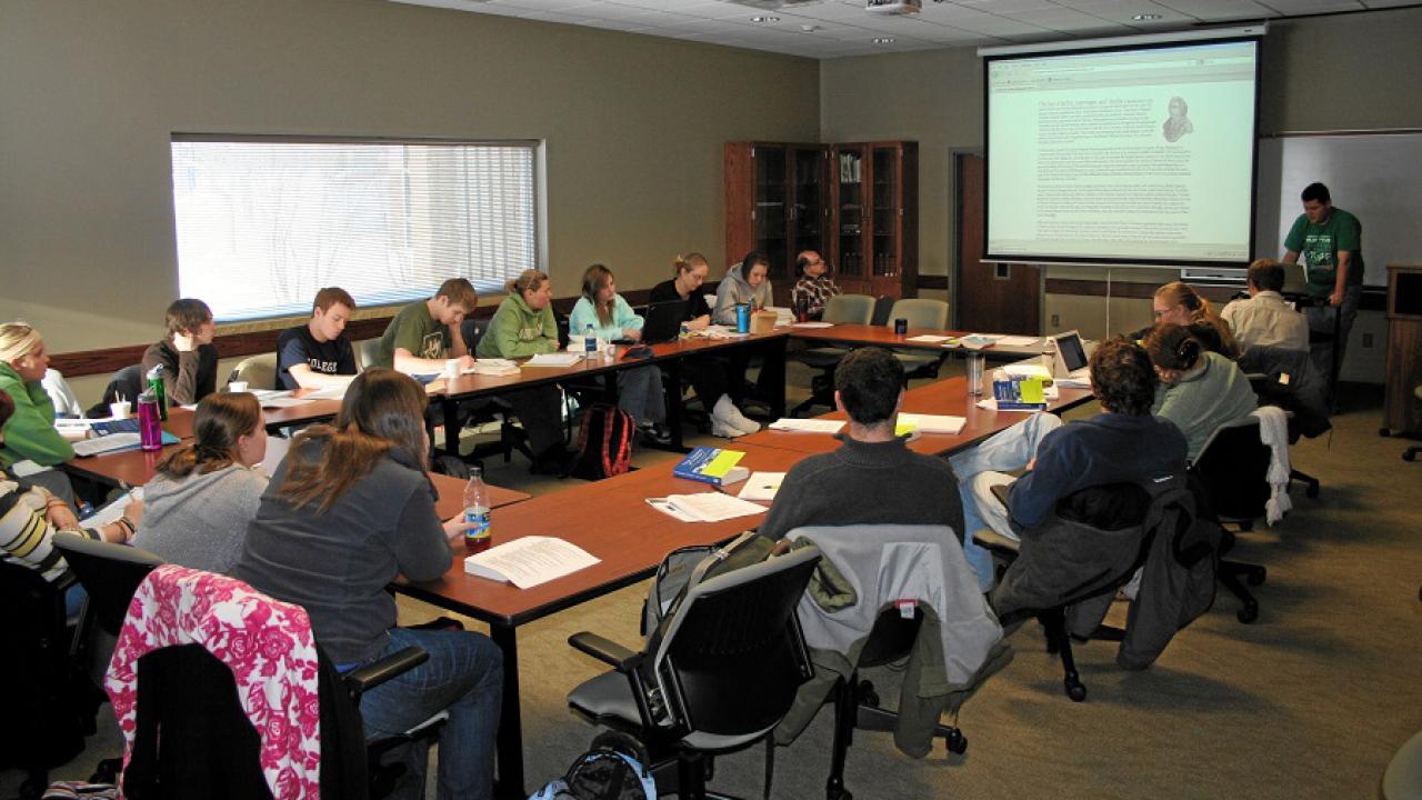 J-term students taking a Northern Plains Studies course in 2010