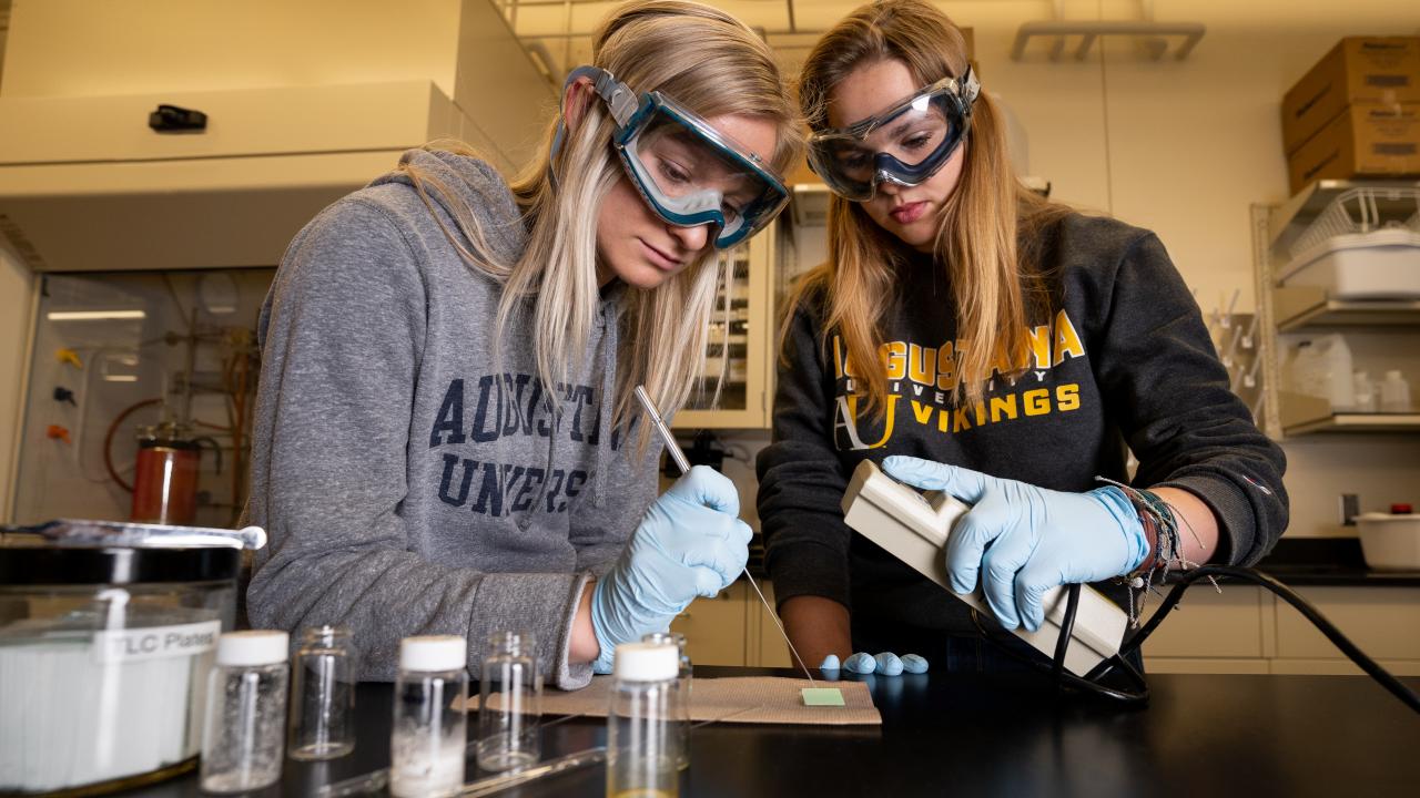 students using swab in lab