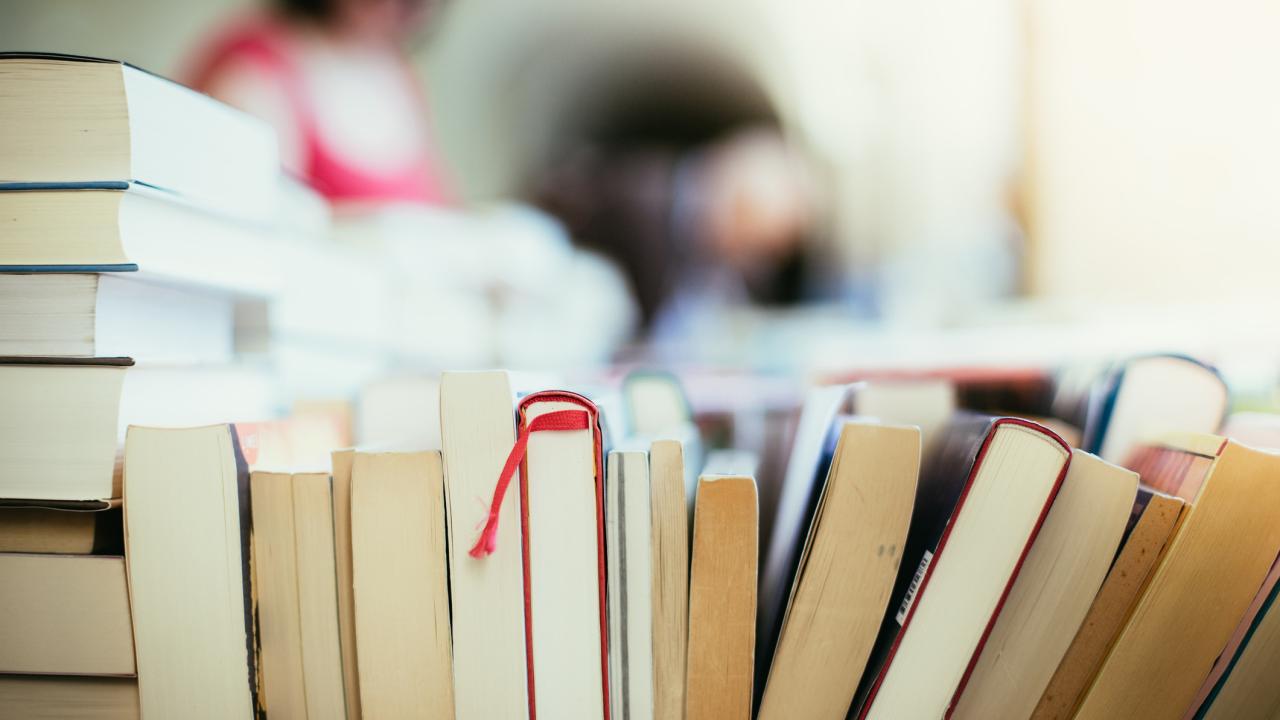 books on a rack