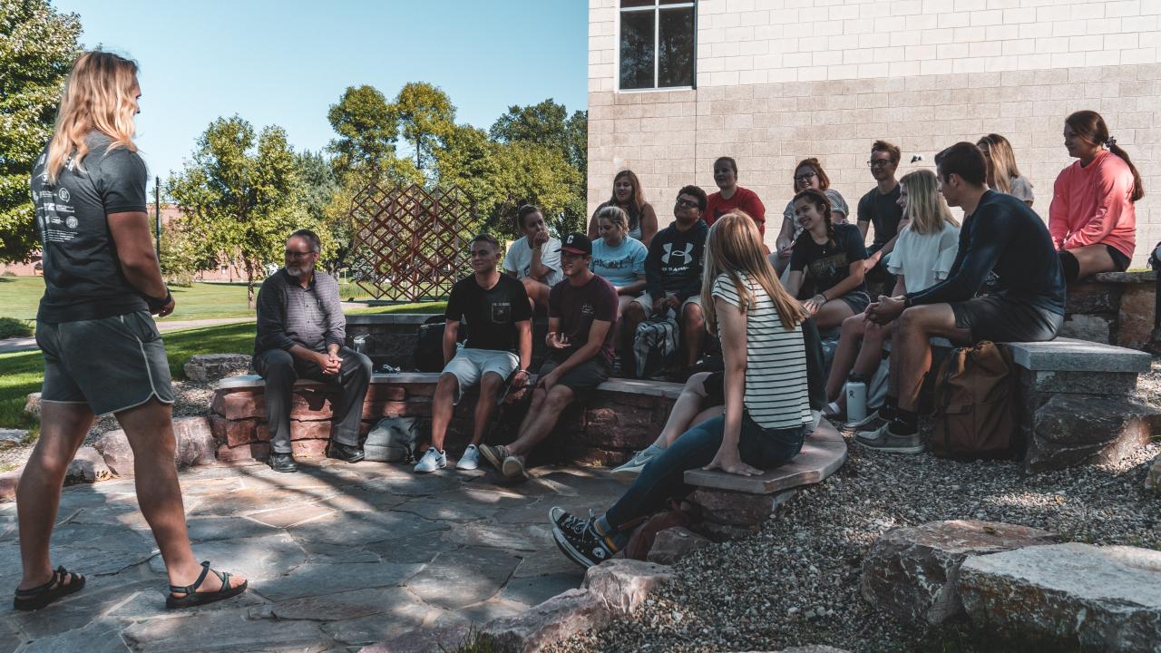 students outside