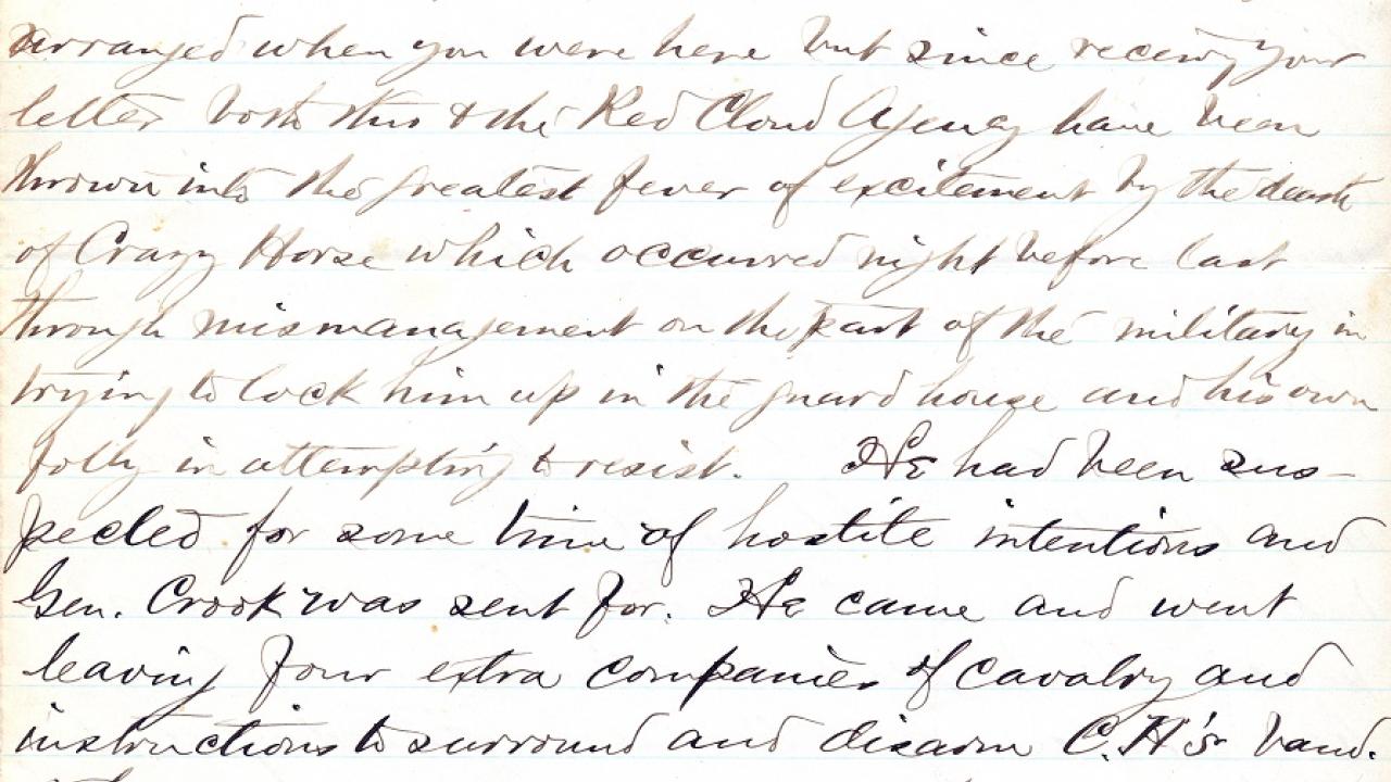 Detail from Cleveland letter to Bishop Hare, September 7, 1877