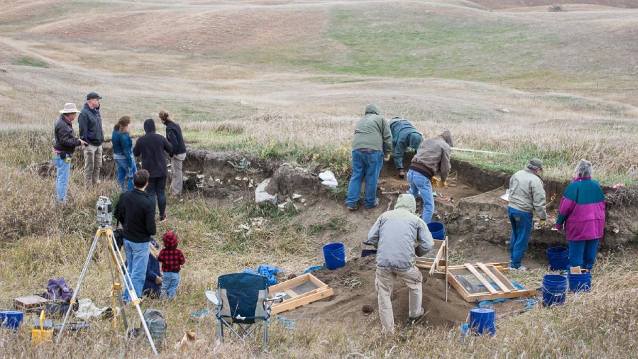 Archaeological excavations at a bison bone bed in Hand County, S.D.