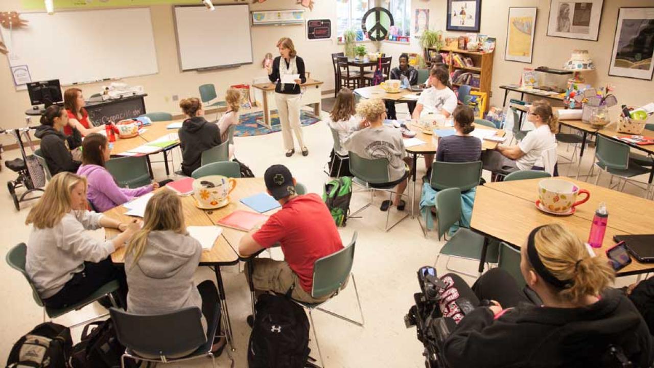 Dr. Julie Ashworth in education classroom