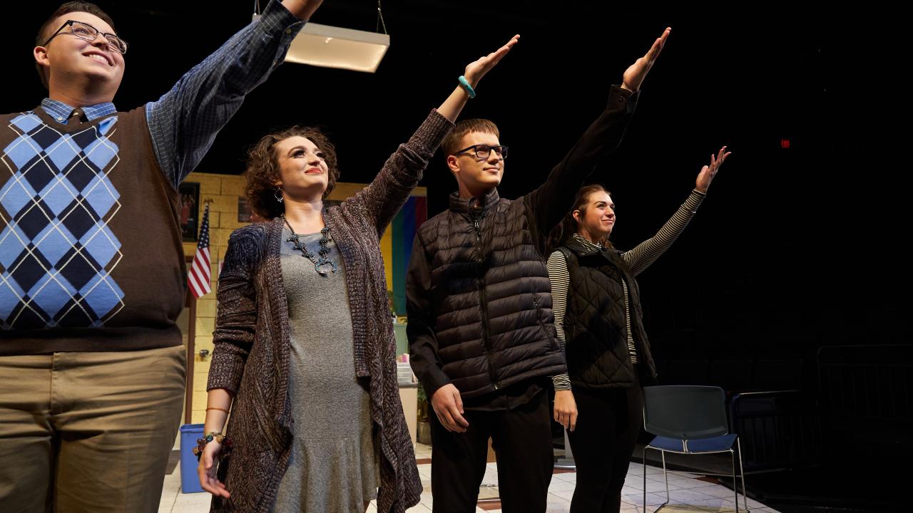 Students performing in the Thanksgiving Play