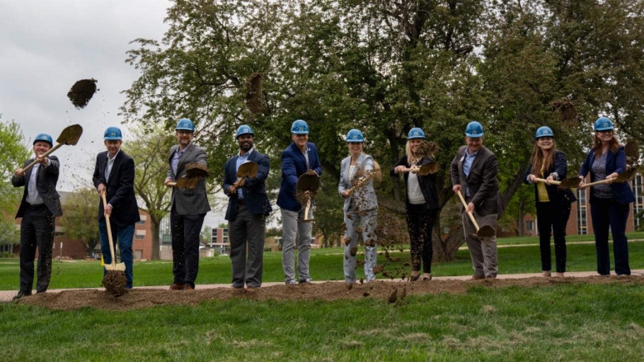 Residence Hall Groundbreaking Dirt Throwing