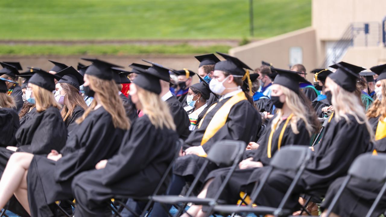 Students at Commencement 2021 seated