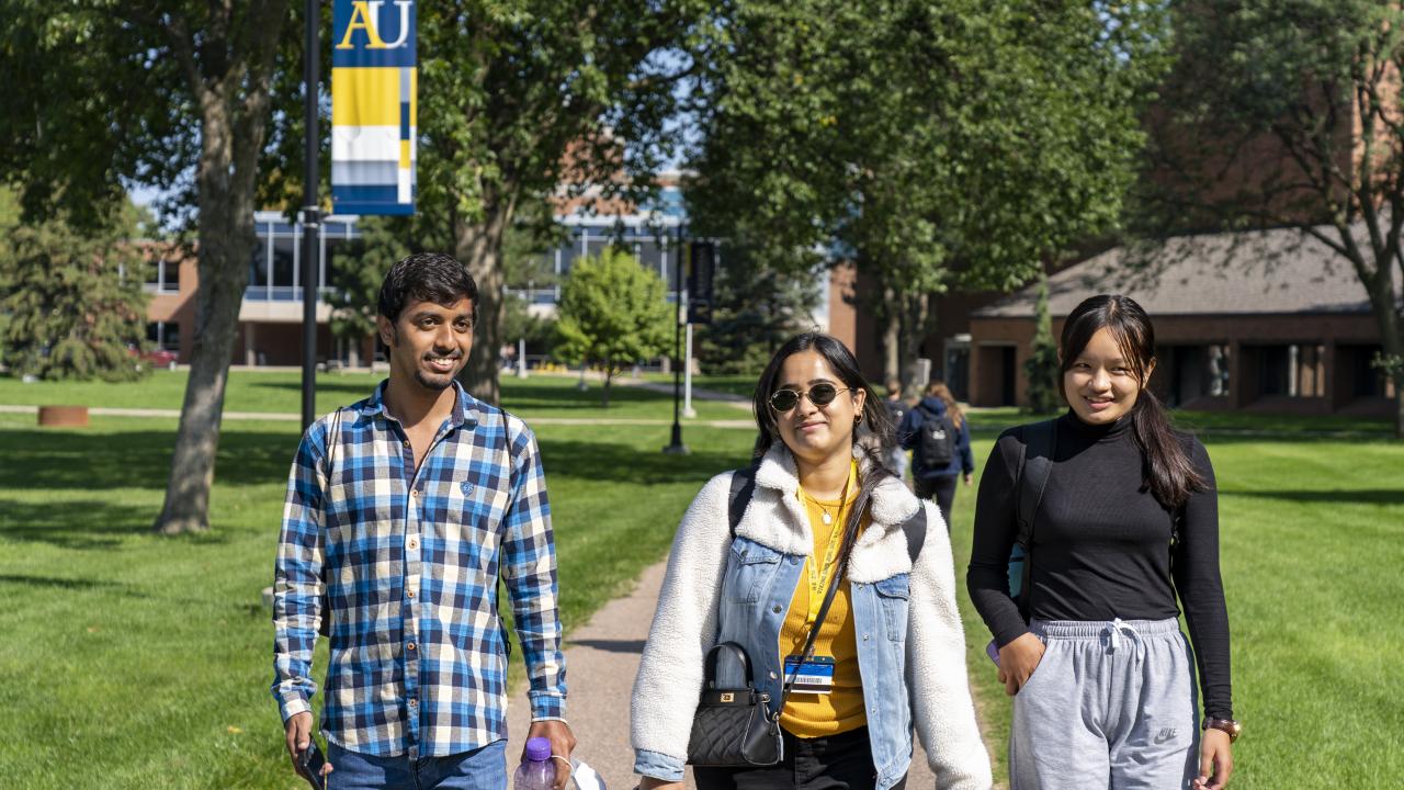 Students walking on campus