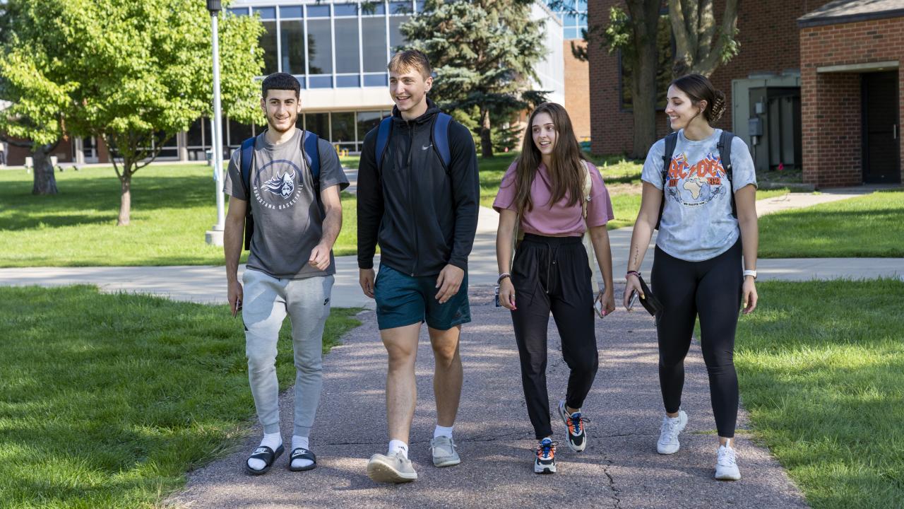 Students walking on campus