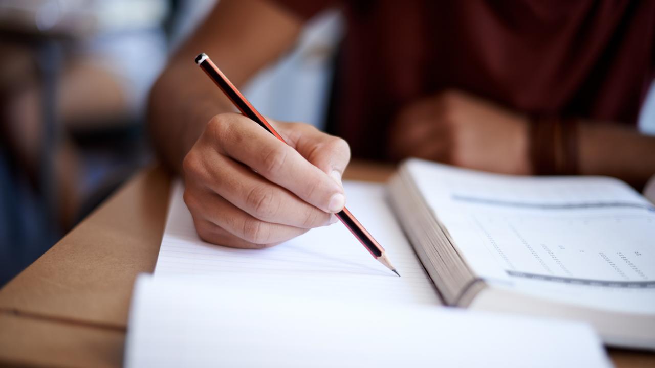 Student working in notebook