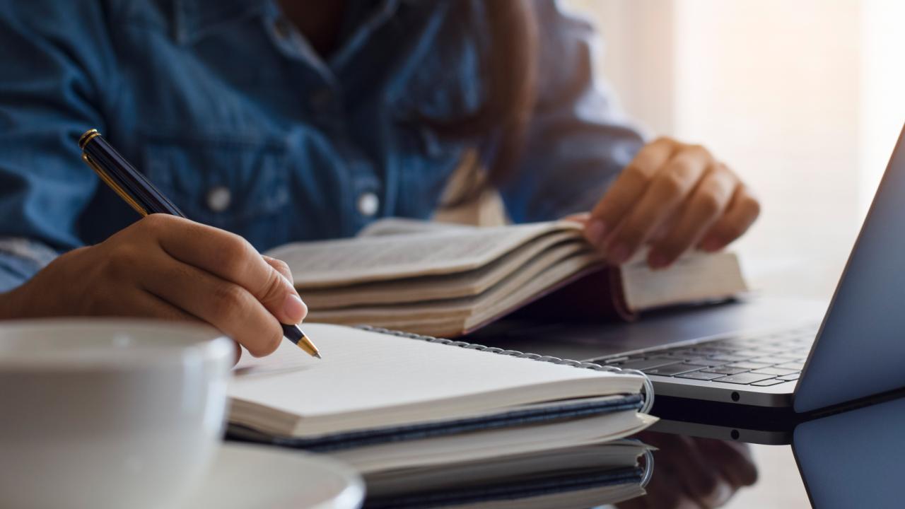 Person working with notebook