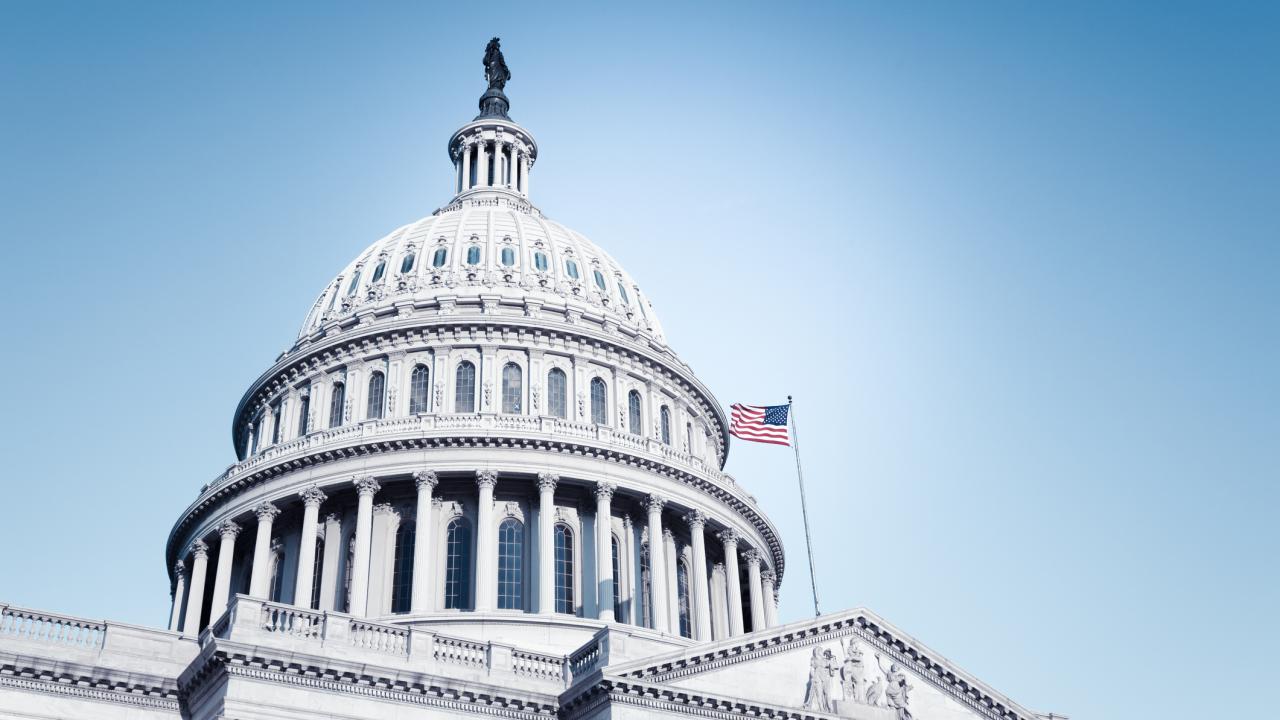 Government building with American flag