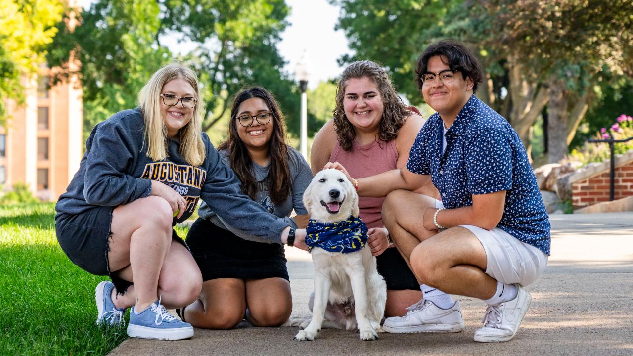 Augie Doggie With Students