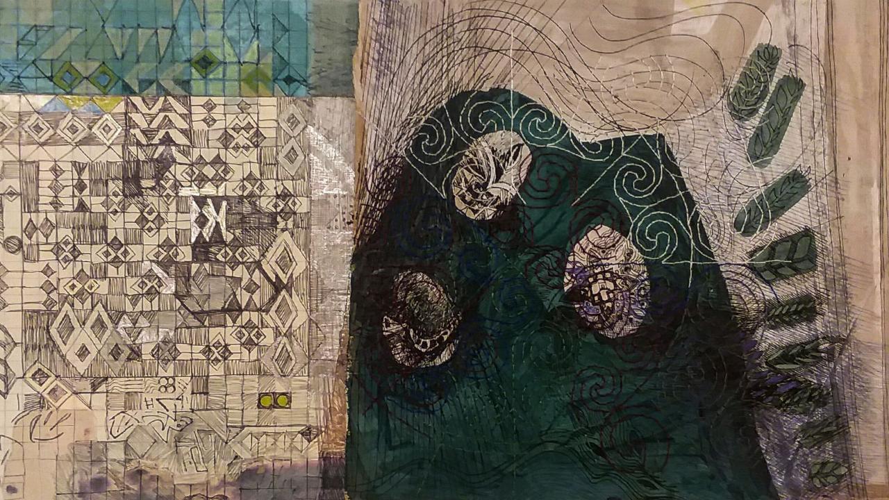 AKW_Three Graces__paint paper fiber ink