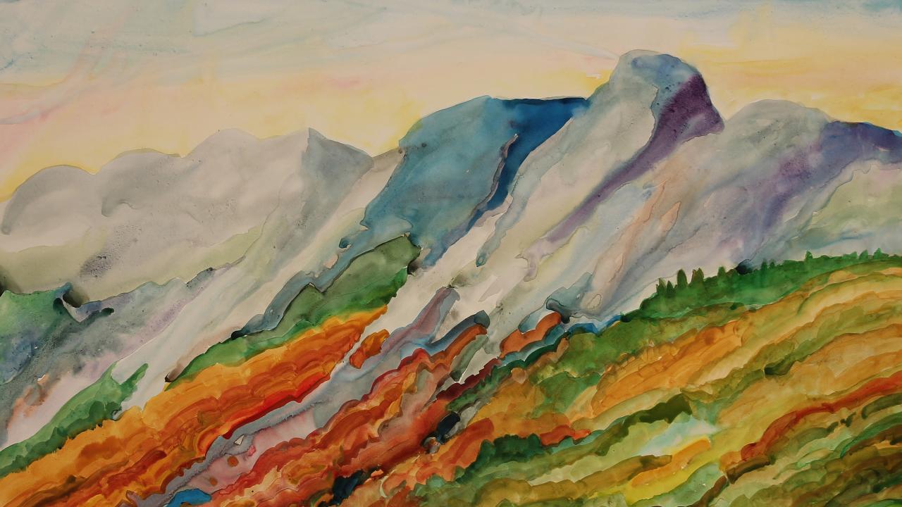 Grupp Mountain Landscape Watercolor