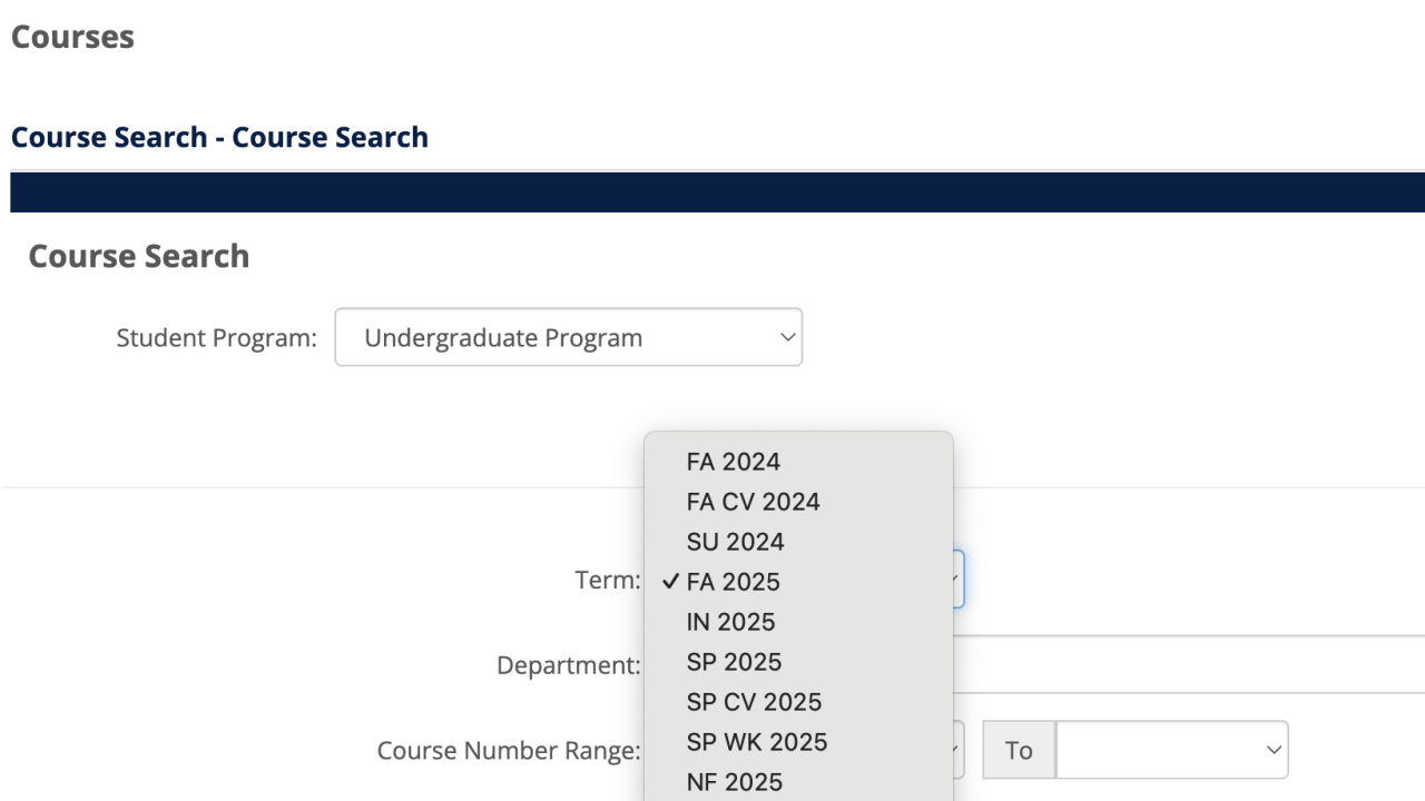 Course Search Fall 2025