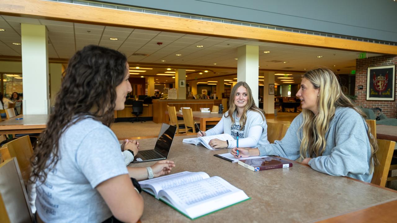 Students in Mikkelson Library