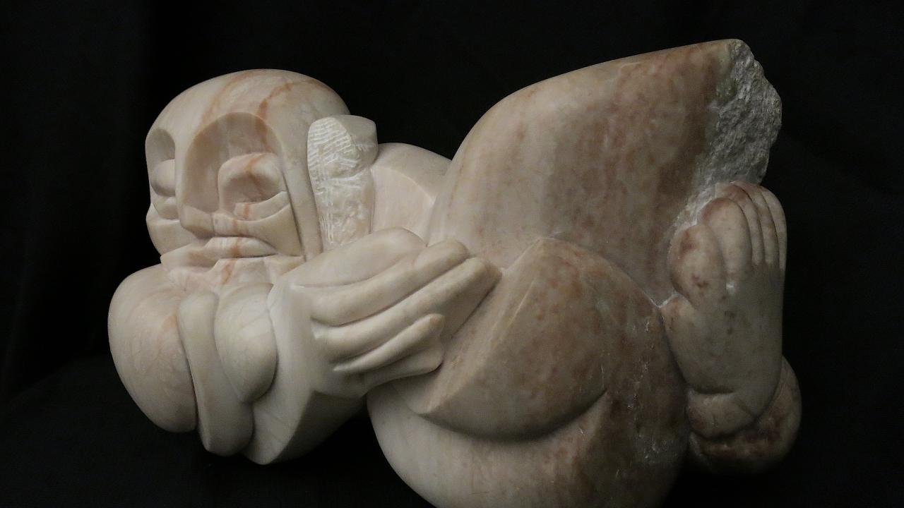 Jacob Harvey, "You’re an Ancient Now, on Your Own," Colorado alabaster, 2018
