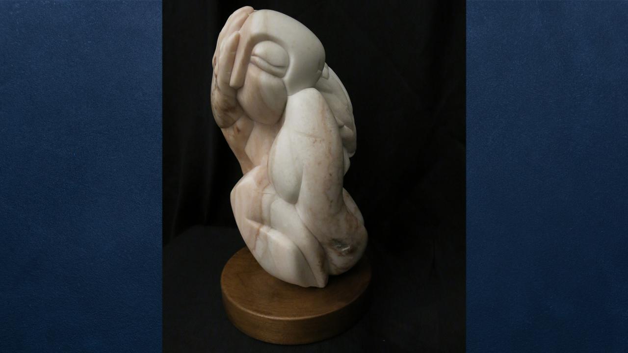  Jacob Harvey, "Snake Woman Weeping," Colorado alabaster, 2019