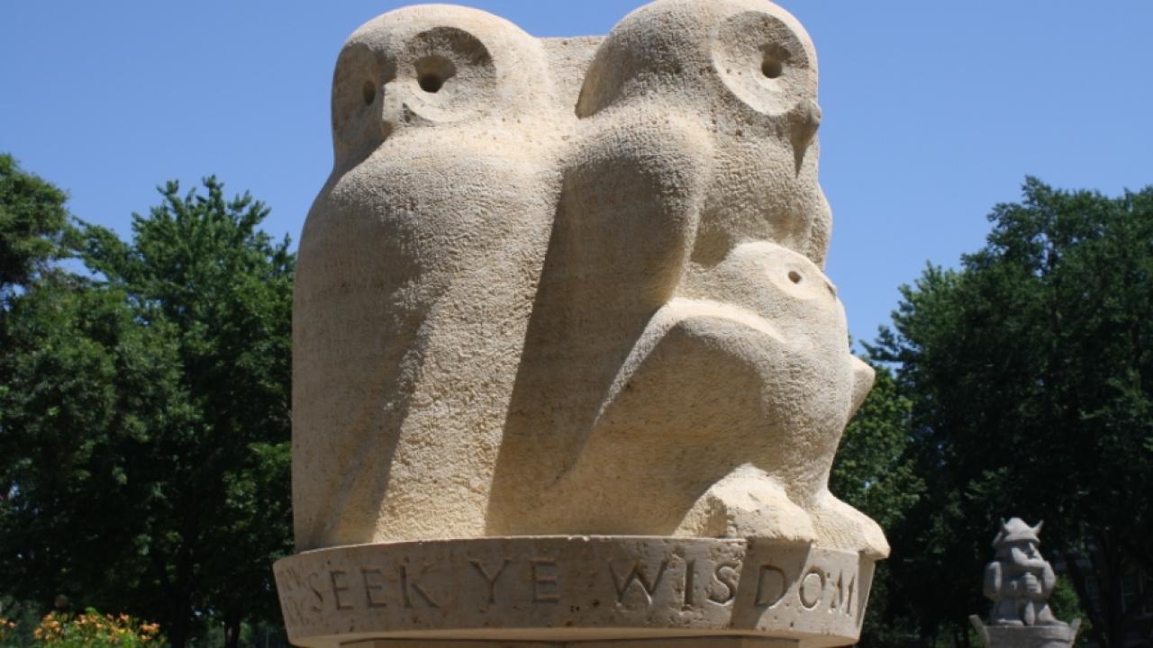 Owls sculpted by artists Palmer Eide and Ogden Dalrymple