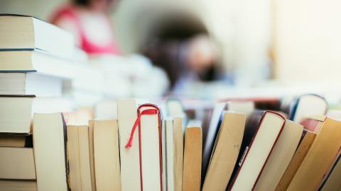 books on a rack