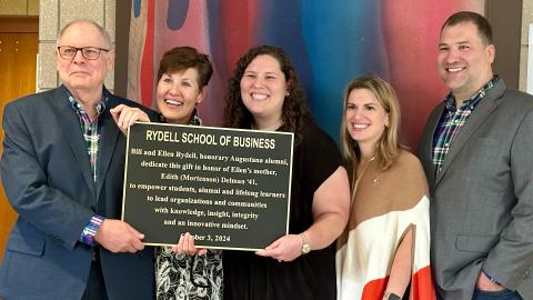 Bill and Ellen Rydell Name Augustana School of Business, Bear Mother’s Philanthropic Torch