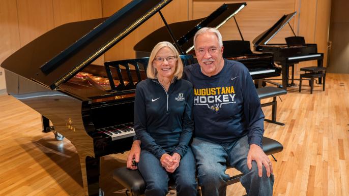 John and Jan Johnson at Hamre Hall Pianos