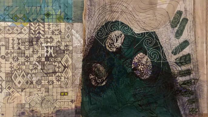 AKW_Three Graces__paint paper fiber ink