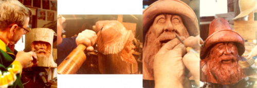 Collage of Jim Savage's Woodcarving Process