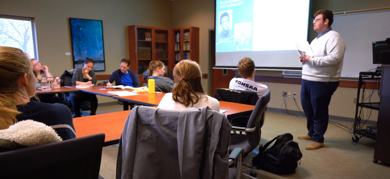 Students presenting in class